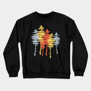 Red, Yellow, Blue Pine Tree Silhouettes Crewneck Sweatshirt